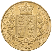 1845 Gold Sovereign Coin Queen Victoria Young Head Shield Back
