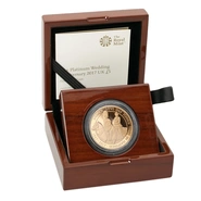 2017 - Gold £5 Proof Crown, Platinum Wedding Anniversary Boxed