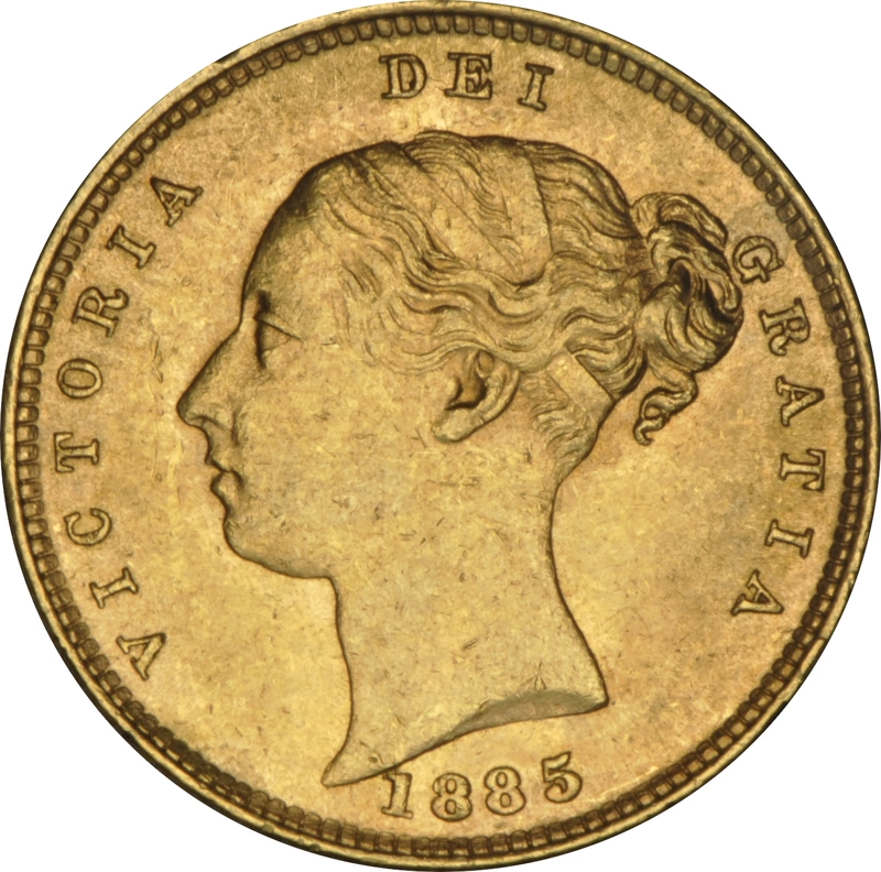 1885 Half Sovereign Victoria Young Head Shield Back - London NGC MS61