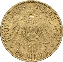 German 20 Mark Gold Coin Wilhelm II 1889-1913