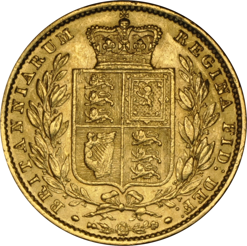1856 Gold Sovereign Coin Queen Victoria Young Head Shield Back