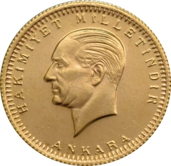 Turkish 100 Piastres Kurush Gold Coin Kemal Ataturk