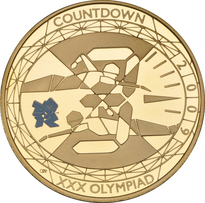 2009 UK Countdown to London 2012 Gold Proof £5 Five Pound Coin - Swimming