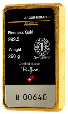 Argor-Heraeus 250g Gold Bullion Bar
