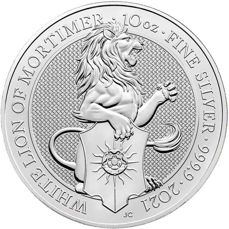 2021 10oz Silver Coin, The White Lion of Mortimer - Queen's Beast