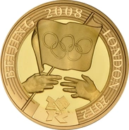 2008 £2 Two Pound Proof Gold Coin:  London Olympic Handover Ceremony