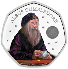 2023 25th Anniversary of Harry Potter - Dumbledore Fifty Pence Proof Silver Coin Boxed