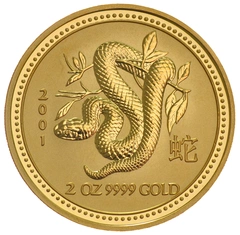 2001 Year of the Snake Gold Coin 2oz Perth Mint Australian Lunar Series