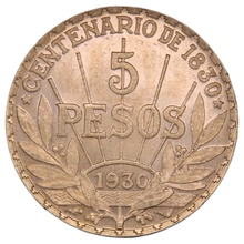 Uruguay 5 Pesos Gold Coin 1930