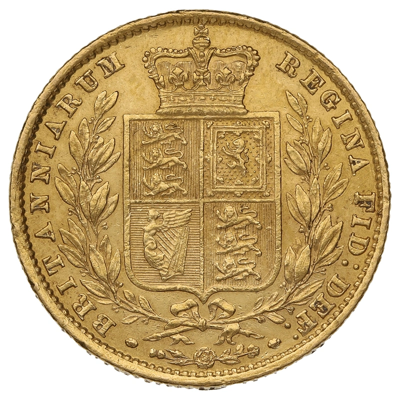 1862 Gold Sovereign - Victoria Young Head Shield Back- London