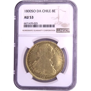 1800 Charles IV Spanish 8 Escudos Santiago NGC AU53