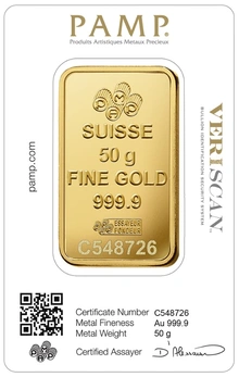 PAMP 50 Gram Gold Bar Minted