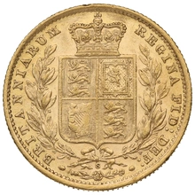 1886 Gold Sovereign - Victoria Young Head Shield Back S