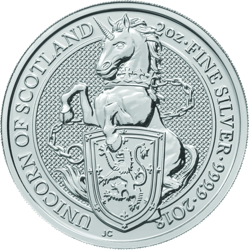 2018 2oz Unicorn of Scotland Silver Coin Queen's Beasts