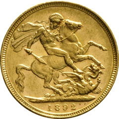 1892 Gold Sovereign Coin Queen Victoria Jubilee Head Melbourne