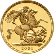 2004 Proof Gold Sovereign Coin Elizabeth II Fourth Head
