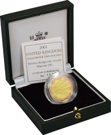 2001 Two Pound Proof Gold Coin: Marconi, Wireless Bridges