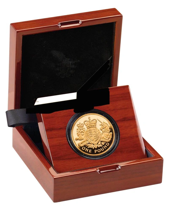 2015 Proof Gold 1 Pound Coin UK Royal Arms Shield Boxed