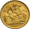1916 Gold Half Sovereign - King George V - S
