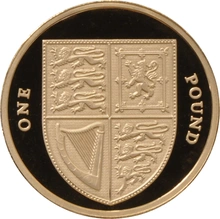 2009 Proof Gold £1 Pound Coin UK Royal Arms Shield Boxed