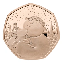 2022 Proof 50p Gold Coin Snowman and the Snowdog Boxed