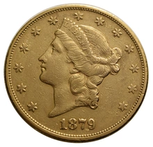 1879 $20 Double Eagle Liberty Head Gold Coin, San Francisco
