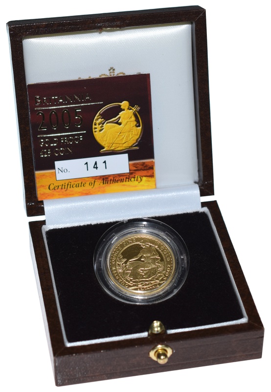 2005 Britannia Quarter Ounce Gold Proof Coin boxed with COA