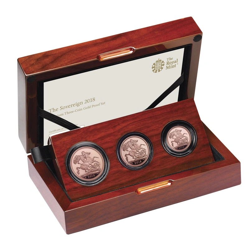 2018 Proof Gold Sovereign 3 Coin Premium Set Boxed