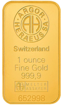 1oz Gold Bar Argor-Heraeus