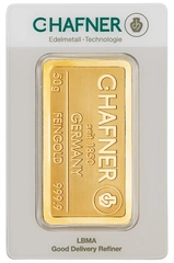 50g Gold Bar C. Hafner Minted