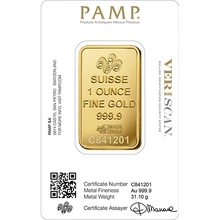 PAMP Lady Fortuna 1oz Gold Bar Minted