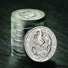 2oz Silver Coin, The Red Dragon- Queens Beast