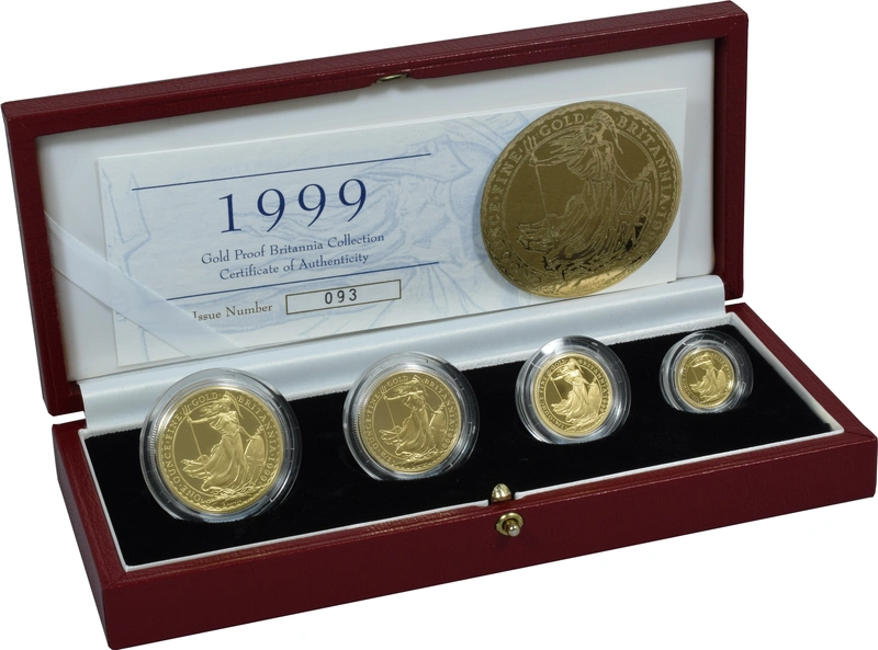 1999 Proof Britannia Gold 4-Coin Boxed Set
