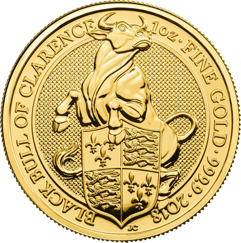 1oz Gold Coin, Black Bull of Clarence - Queen's Beast 2018