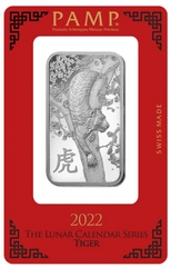 1oz Silver Bar 2022 Year of the Tiger PAMP
