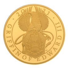 2021 Griffin  of Edward III - 5oz Queen's Beasts Proof Gold Coin Boxed