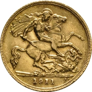 1911 Gold Half Sovereign George V Sydney