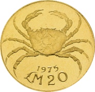 1975 Maltese Freshwater Crab £20 Gold Proof Coin