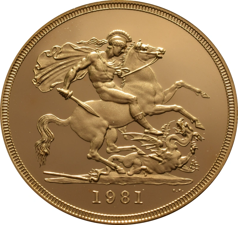 1981 Proof Gold £5 Coin Quintuple Sovereign