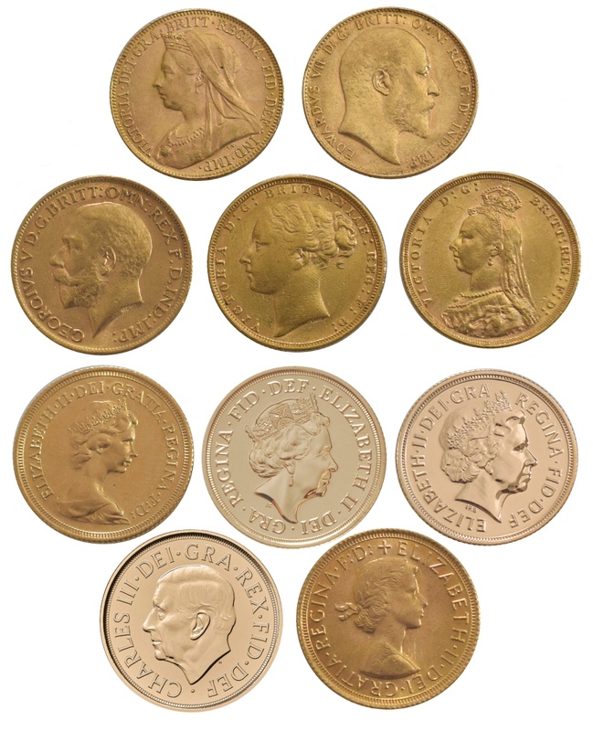 10 x Gold Sovereign Portrait Set