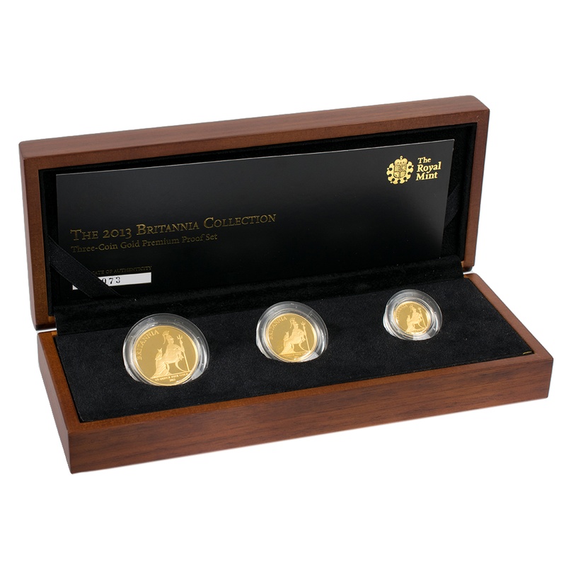 Premium 2013 Proof Britannia Gold 3-Coin Set Boxed