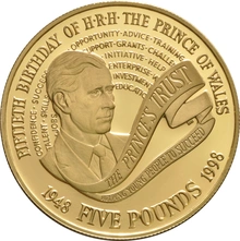 1998 - Gold Five Pound Proof Coin with £50 note