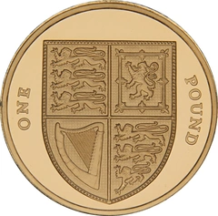 2015 Proof Gold £1 Pound Coin Royal Shield of Arms Fourth Portrait