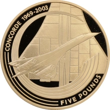 2003 Proof Gold Crown £5 Coin Concorde Boxed
