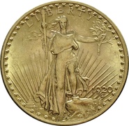 1920 $20 Double Eagle St Gaudens Gold coin Philadelphia