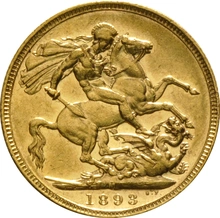 1893 Gold Sovereign - Victoria Jubilee Head - M