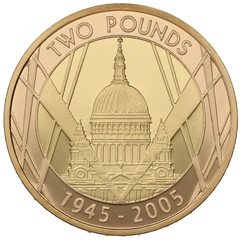 2005 Proof £2 Coin Gold Double Sovereign 60th Anniversary WWII 1945