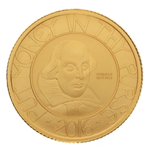 2016 1/4oz William Shakespeare Proof Gold Coin Boxed