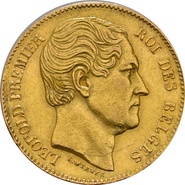 20 Belgian Franc Leopold I  plain head