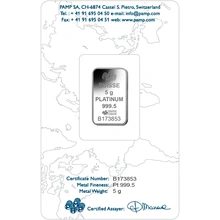 PAMP 5 Gram Platinum Bar Minted